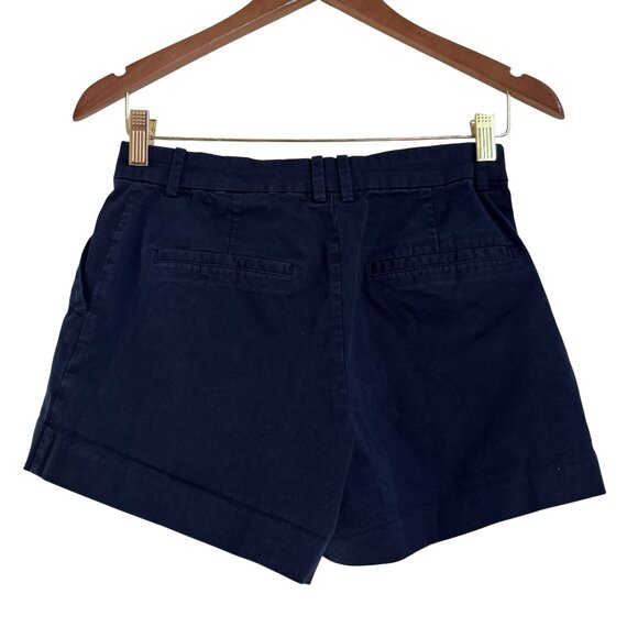 H&M Chino Shorts Women's Navy Blue Cotton Classic Zip Fly Slant Pockets Size 6 - Picture 3 of 8